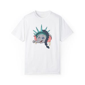 New York Liberty WNBA T-Shirt - Ellie the Elephant Cartoon Mascot - Cute Sports Tee for New York Liberty Fans