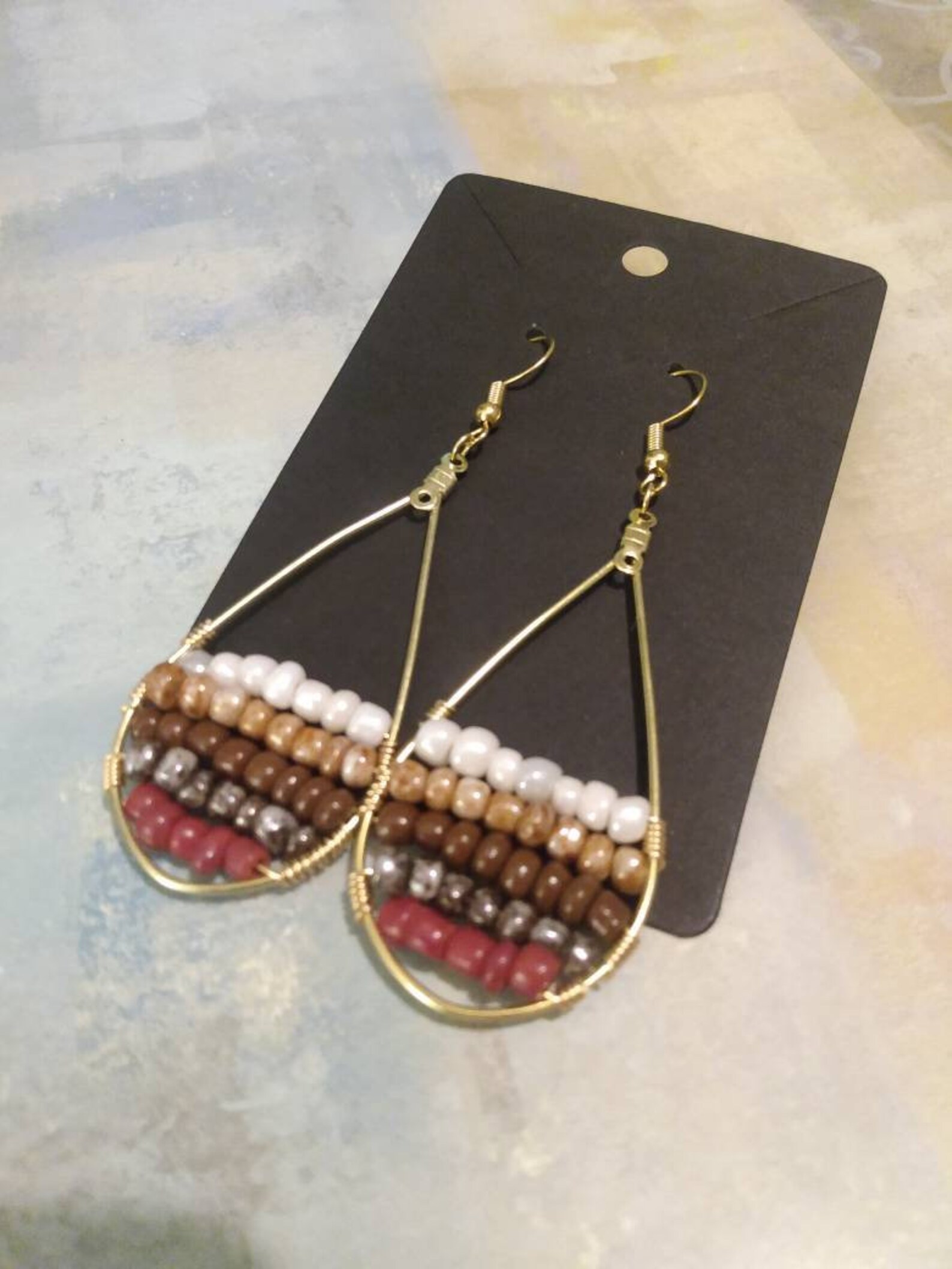 Boho Beaded Teardrop Earrings - Etsy UK