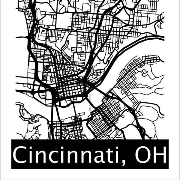 Laser ready Cincinnati OH Road Map File, Glowforge file, map file, map download, Cincinnati, OH, Wood map file, Map SVG, digital