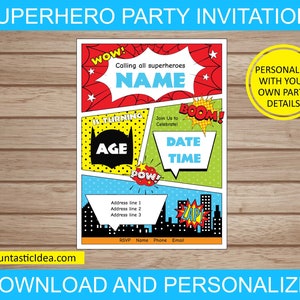 Superhero Birthday Invitation,Superhero Boy Invitation,Superhero Invitation,Superhero Invite,Super Hero Invitation, Superhero Party Invite