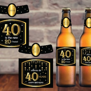 Etiquetas de cerveza de 40 cumpleaños, etiquetas de botellas de cerveza de fiesta 40, etiquetas de cerveza personalizadas, idea de fiesta de cumpleaños número 40 para mujeres y hombres, Corjl