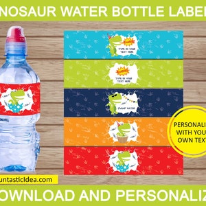 Dinosaur Bottle Labels, Dinosaur Water Bottle Labels,  Dinosaur Party Decorations, Dinosaur  Birthday | Instant Download PDF Printable