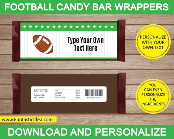 Football Candy Bar Wrappers Football Chocolate Bar Labels Etsy France