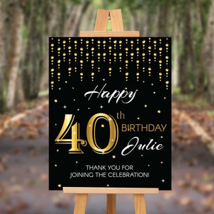 40th Birthday Welcome Sign Printable | Elegant Design | Bundle Offer Available | Personalize Online with Corjl | DIGITAL PRINTABLE FILES