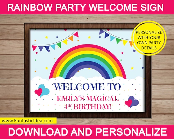 Rainbow Birthday Door sign Rainbow Birthday Party