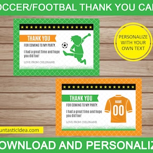Soccer Thank You Cards, Soccer Thank You Notes, Soccer Thank You Card, Soccer Birthday Party | Instant Download PDF Printable