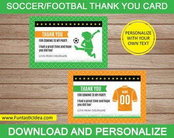 Soccer Thank You Cards, Soccer Thank You Notes, Soccer Thank You Card, Soccer Birthday Party | Instant Download PDF Printable