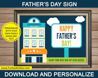 Fathers Day Fun Sign, Fathers Day Sign, Fathers Day Welcome Sign, Fathers Day Ideas, Door Sign for Dad | Editable Instant Download PDF