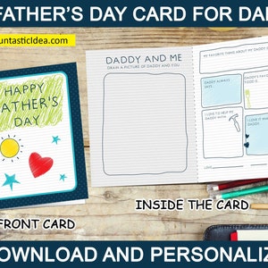 Card for Dad from Child, Card for Daddy, Kids Card for Dad, Father's Day Card From Child, Cute Father's Day Card, Personalized Child Card