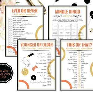 30th Birthday Party Games - This or That Game, Ever or Never Game, Mingle Bingo Game, Younger or Older Game| Instant Download Printables