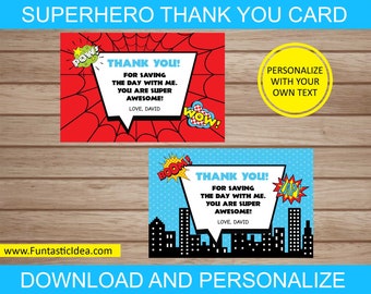 Tarjetas de agradecimiento de superhéroes, notas de agradecimiento de superhéroes, tarjeta de agradecimiento de superhéroes, tarjeta de agradecimiento de héroes, nota de agradecimiento de superhéroes, fiesta de héroes