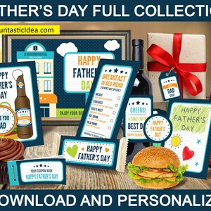 Fathers Day Pack, Fathers Day Card, Fathers Day Gift Tags, Father&#39;s Day Card from Child, Father&#39;s Day Gift | Editable Instant Download PDF