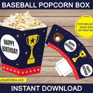 Baseball Party Popcorn Boxes, Baseball Popcorn Containers, Baseball Party Favors, Baseball Birthday Party Decorations