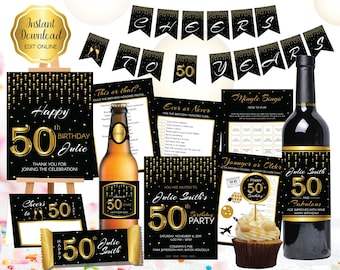 50th Birthday Party Bundle | One-of-a-Kind Bundle | Includes: Invitation, Party Games, Absolutely Amazing Decorations | DIGITAL PRINTABLES