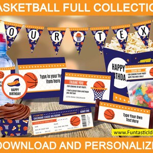 Basketball Birthday Party Package, Basketball Party Decorations, Basketball Party Invitation, Basketball Thank You Cards | Instant Download
