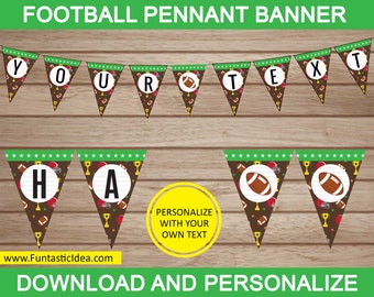 Football Party Pennant Banner, Football Party Banner, Football Party Decoration / Editable Text - Instant Download PDF Printable