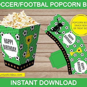 Soccer Party Popcorn Boxes, Soccer Popcorn Containers, Soccer Party Favors, Soccer Birthday Party Decorations