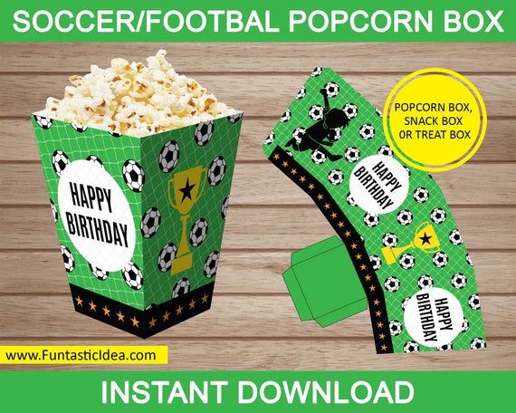 Soccer Party Popcorn Boxes Soccer Popcorn Containers Soccer Etsy