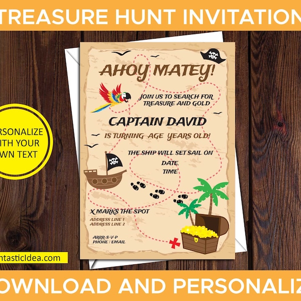 Treasure Hunt Birthday Invitation,Treasure Hunt Invitation,Treasure Hunt Invitation, Treasure Hunt Invite, Treasure Hunt Party Invitation