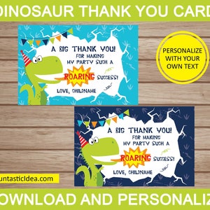 Dinosaur Thank You Cards, Dinosaur Thank You Notes, Dinosaur Thank You Card, Dinosaur Party | Instant Download PDF Printable
