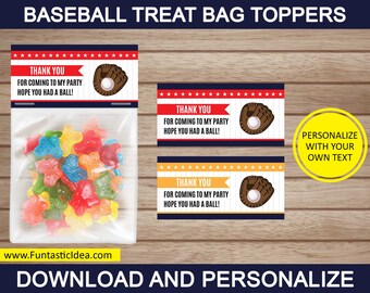 Baseball Treat Bag Toppers, Baseball Favor Bags, Baseball Party Decorations, Baseball Birthday Party | Instant Download PDF Printable
