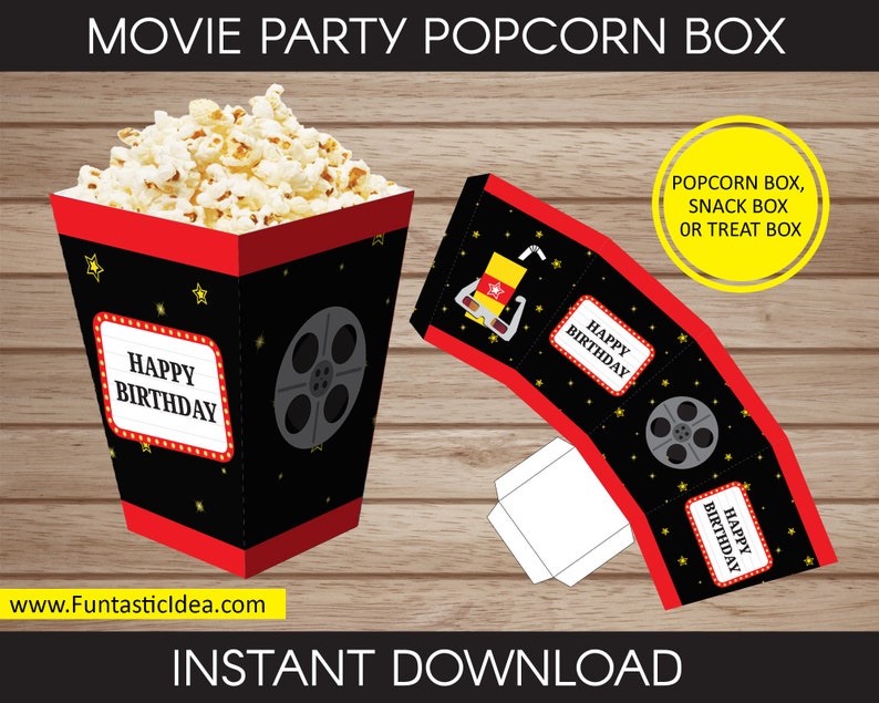Movie Themed Party Popcorn Boxes, Movie Popcorn Containers, Movie Party