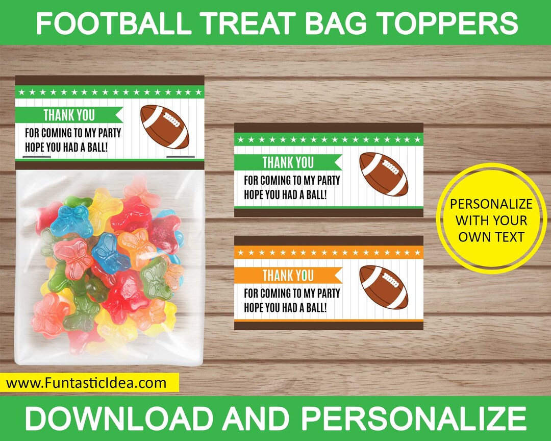 Football Treat Bag Toppers, Football Favor Bags, Football Party