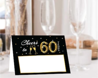 60th Birthday Food Labels, 60th Party Place Card , 60th Birthday Party Tent Cards , 60th Birthday Party Decorations | Edit Online with Corjl