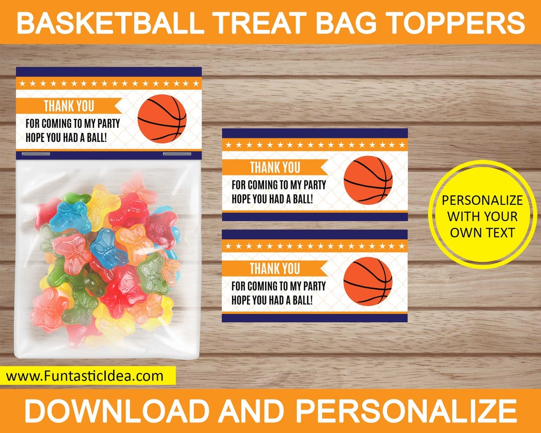 Basketball Treat Bag Toppers, Basketball Favor Bags, Basketball Party