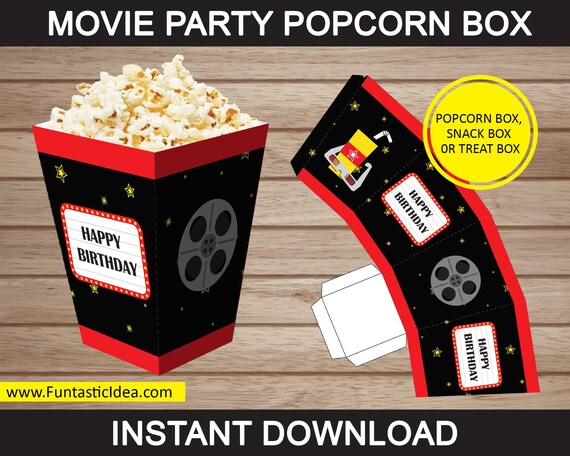 Movie Themed Party Popcorn Boxes Movie Popcorn Containers Etsy