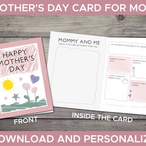 Card for Mom from Child, Card for Mommy, Kids Card for Mom, Mother's Day Card From Child, Cute Mother's Day Card, Personalized Child Card