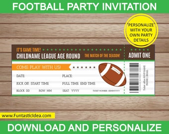 Football Birthday  Invitation, Football Kids Party Invitation, Football Invitation, Football Invite, Football Personalized Invitation