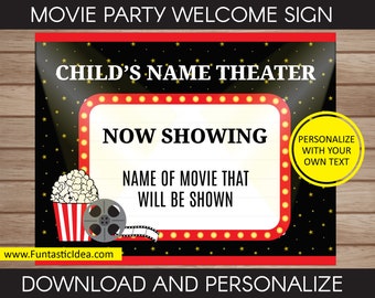Movie Party Welcome Sign, Movie Party Game Sign, Movie Party Door Sign, Movie Birthday Party, Movie Theme | Instant Download PDF Printable