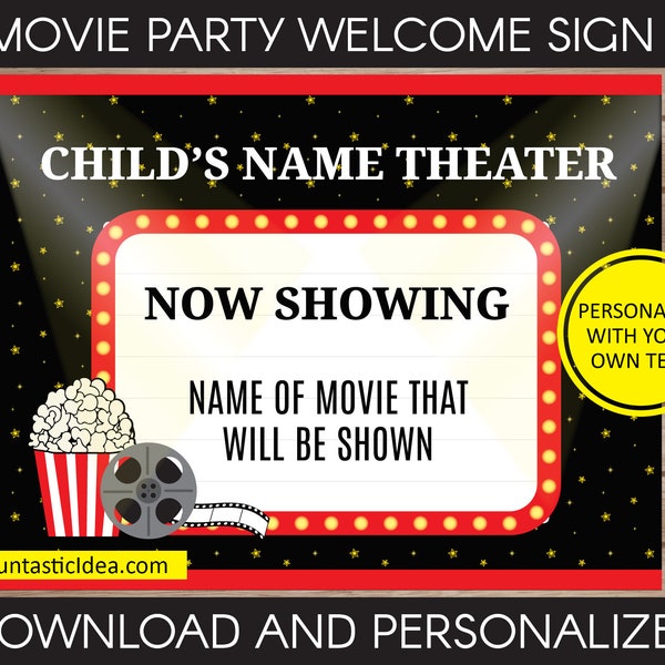 Movie Party Welcome Sign, Movie Party Game Sign, Movie Party Door Sign, Movie Birthday Party, Movie Theme | Instant Download PDF Printable