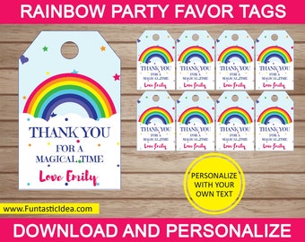 Rainbow Favor Tags, Rainbow Gift Tags, Rainbow Party Decorations, Rainbow Birthday Party | Instant Download PDF Printable