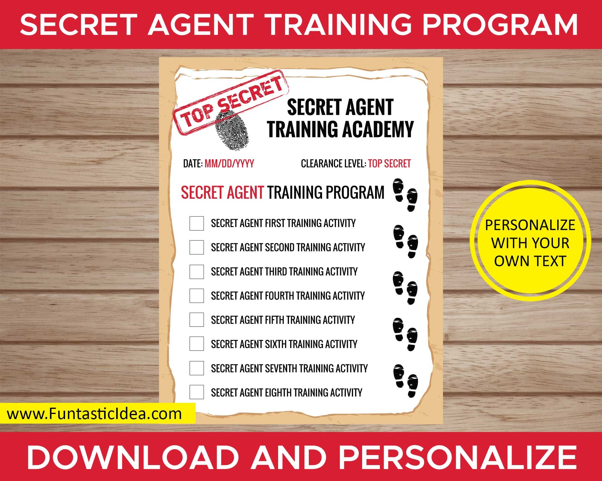 Spy / Secret Agent Training Program Spy Party Games Spy - Etsy España