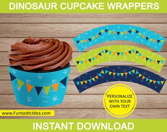 Dinosaur Cupcake Wrappers - Dinosaur Cupcakes, Dinosaur Birthday Party, Dinosaur Party Decorations | Instant Download PDF Printable