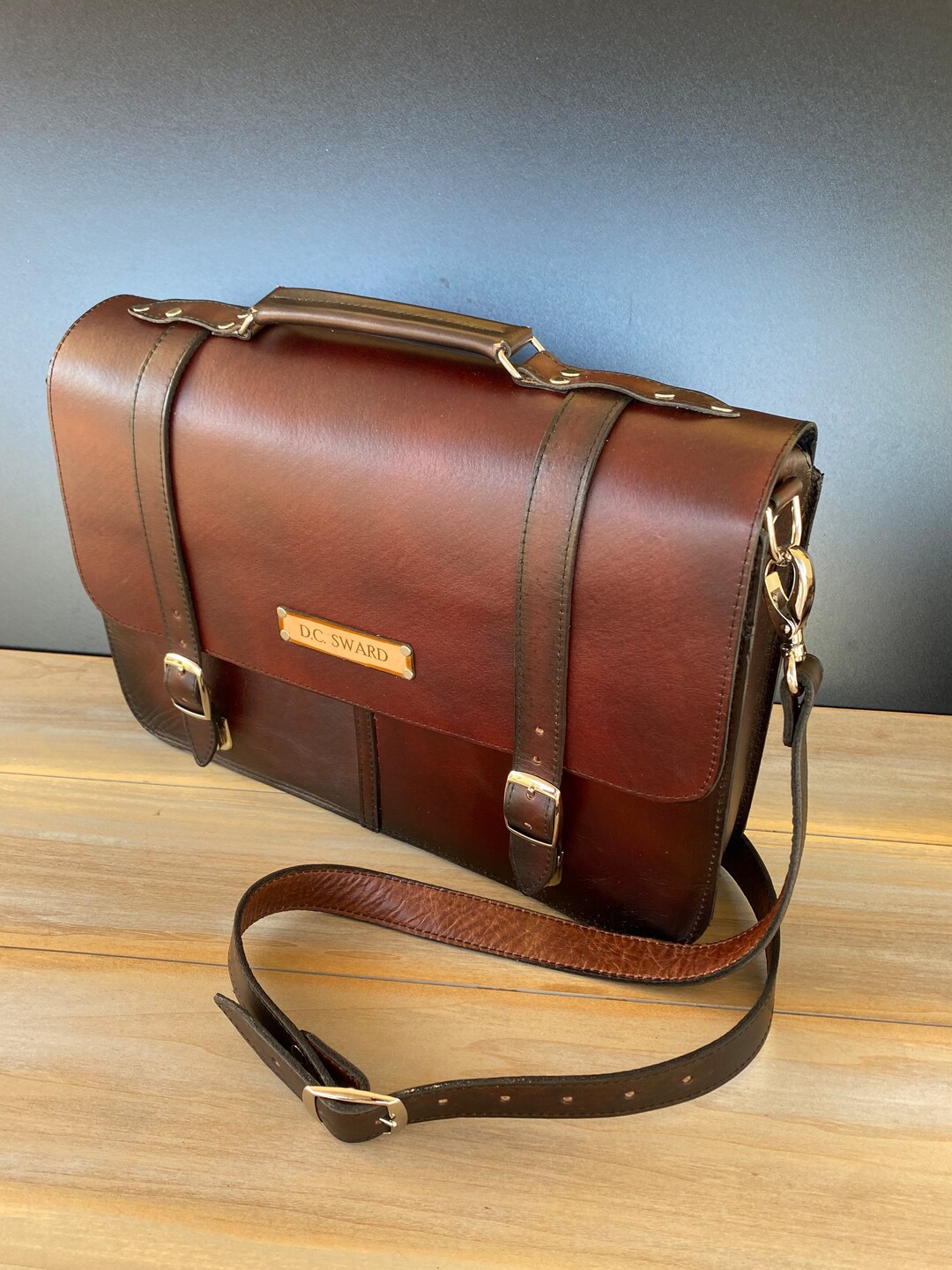 Personalized Messenger Bag, Genuine Leather, Christmas Gift for Him Etsy