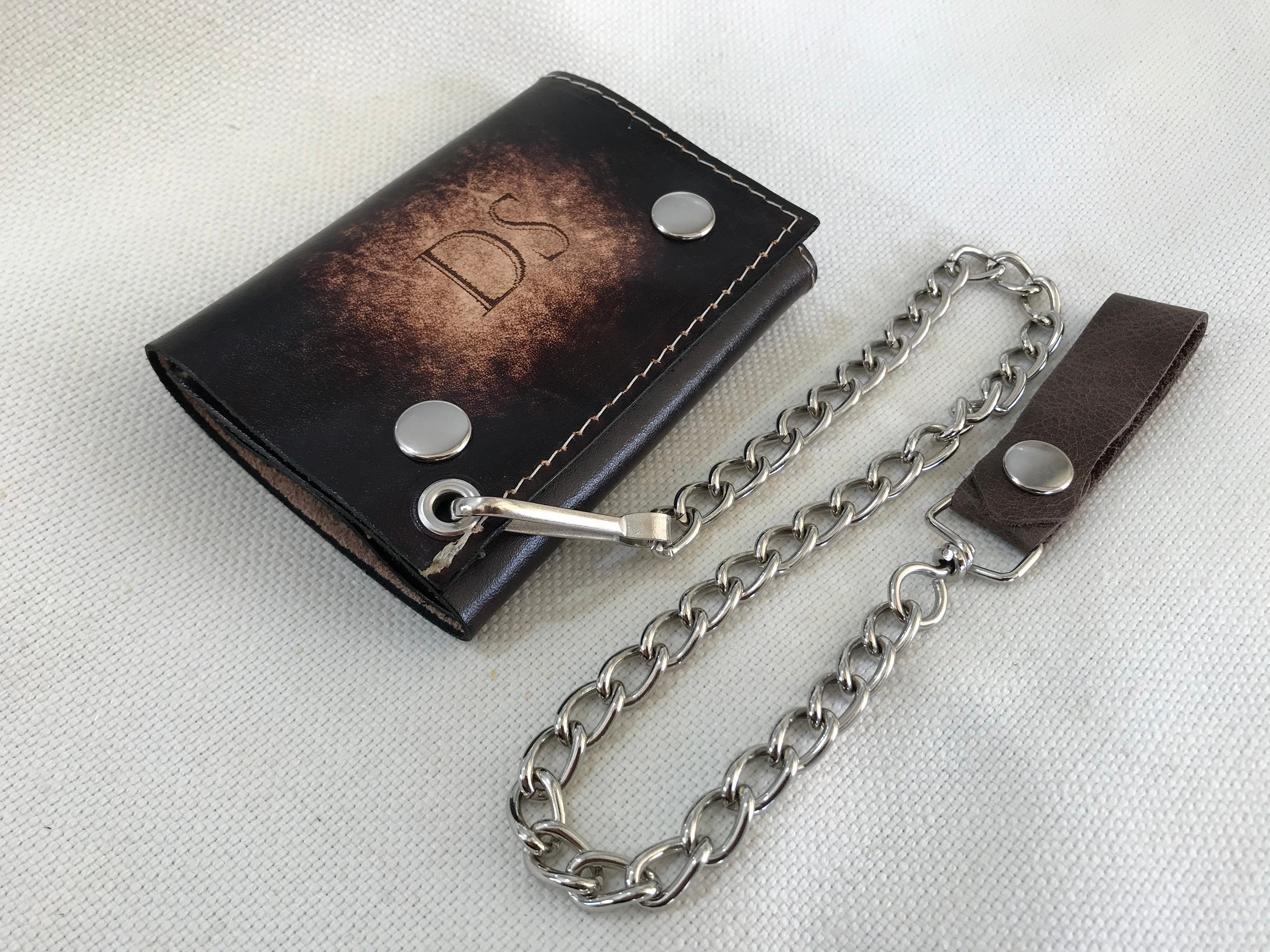 Leather Trifold Chain Wallet [Personalized] [Handmade]