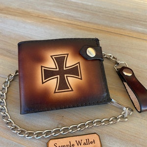 Cartera de cuero con cadena, personalización gratuita o cualquier gráfico que desees, gran regalo para cualquier ocasión, tiene capacidad para hasta 12 tarjetas, ¡hecho a mano!