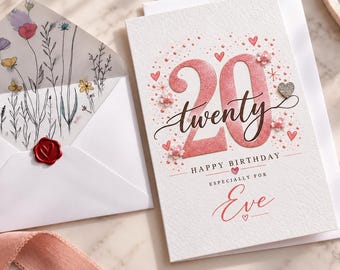 Personalised 20th Birthday Card, Twentieth Card