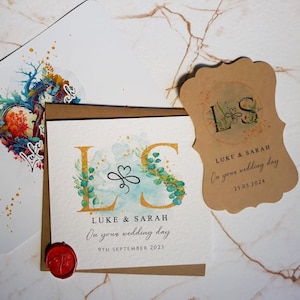 Personalised Wedding Initial Card | Wedding Watercolour Card