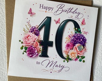 Personalised 40th Birthday Card, Fortieth Card