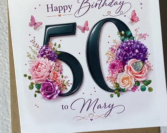 Personalised 50th Birthday Card, Fiftieth Card