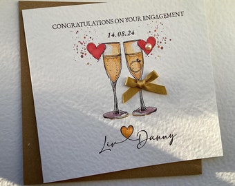 Personalised Engagement Card, Chamapgne Engagement Card, Congratulations On Your Engagement Card, Engagement Initial Card