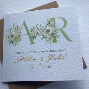 Personalised Engagement Card, Glitter Heart, Congratulations, Kraft Envelope