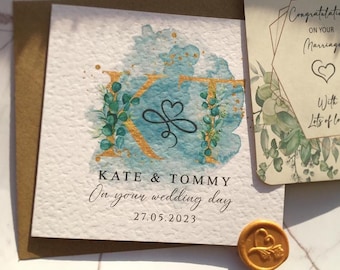 Personalized Watercolor Wedding Initial Card