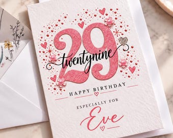 Personalized 29th Birthday Card: Elegant Watercolor Design