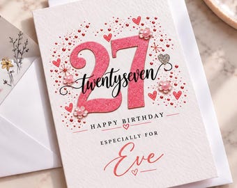 Personalized 27th Birthday Card: Elegant Wine Label Gift