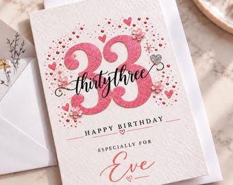 Personalized 33rd Birthday Card: Elegant Thirty-Three Design
